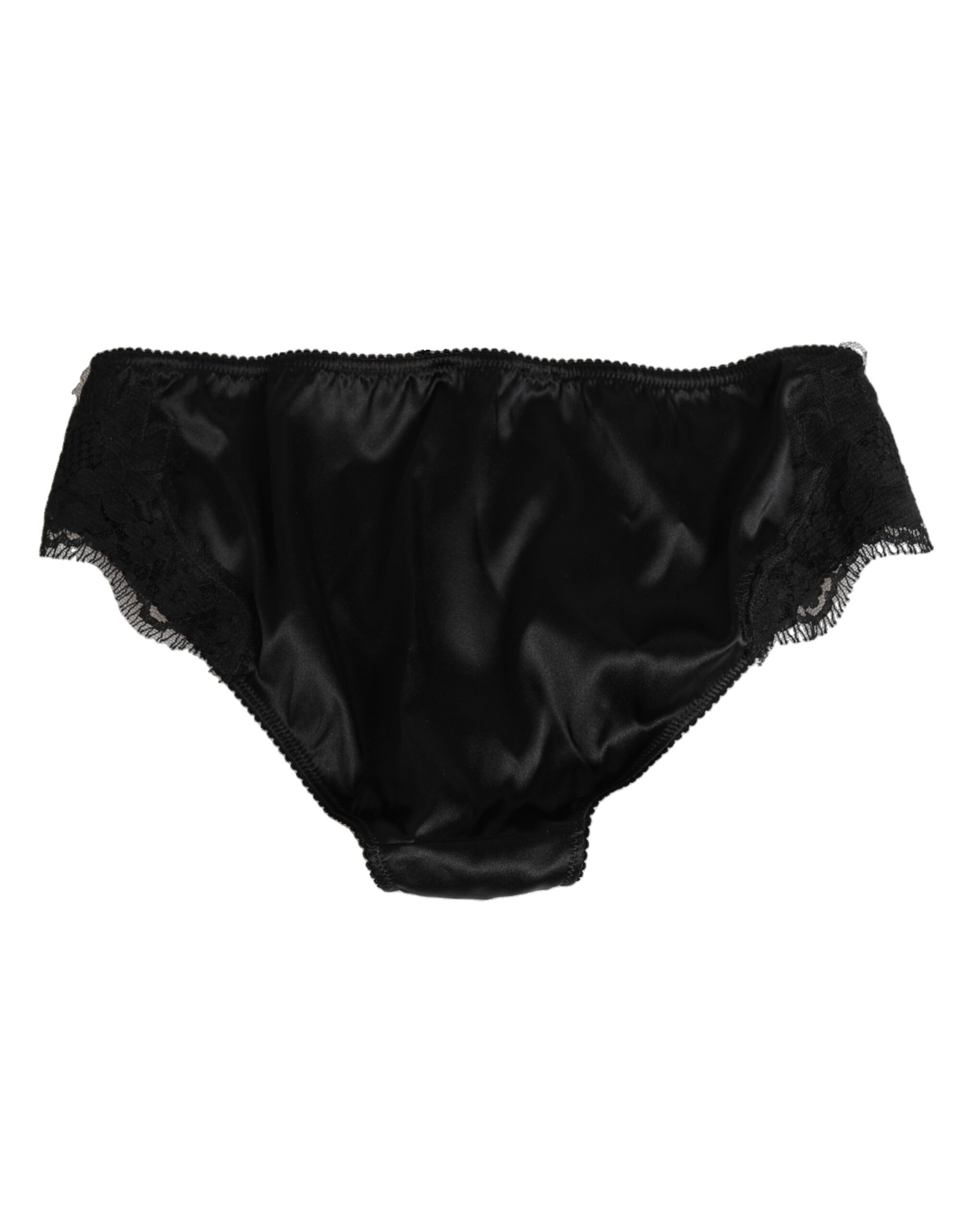 Dolce & Gabbana Black Silk Floral Lace Mid Waist Panty Underwear