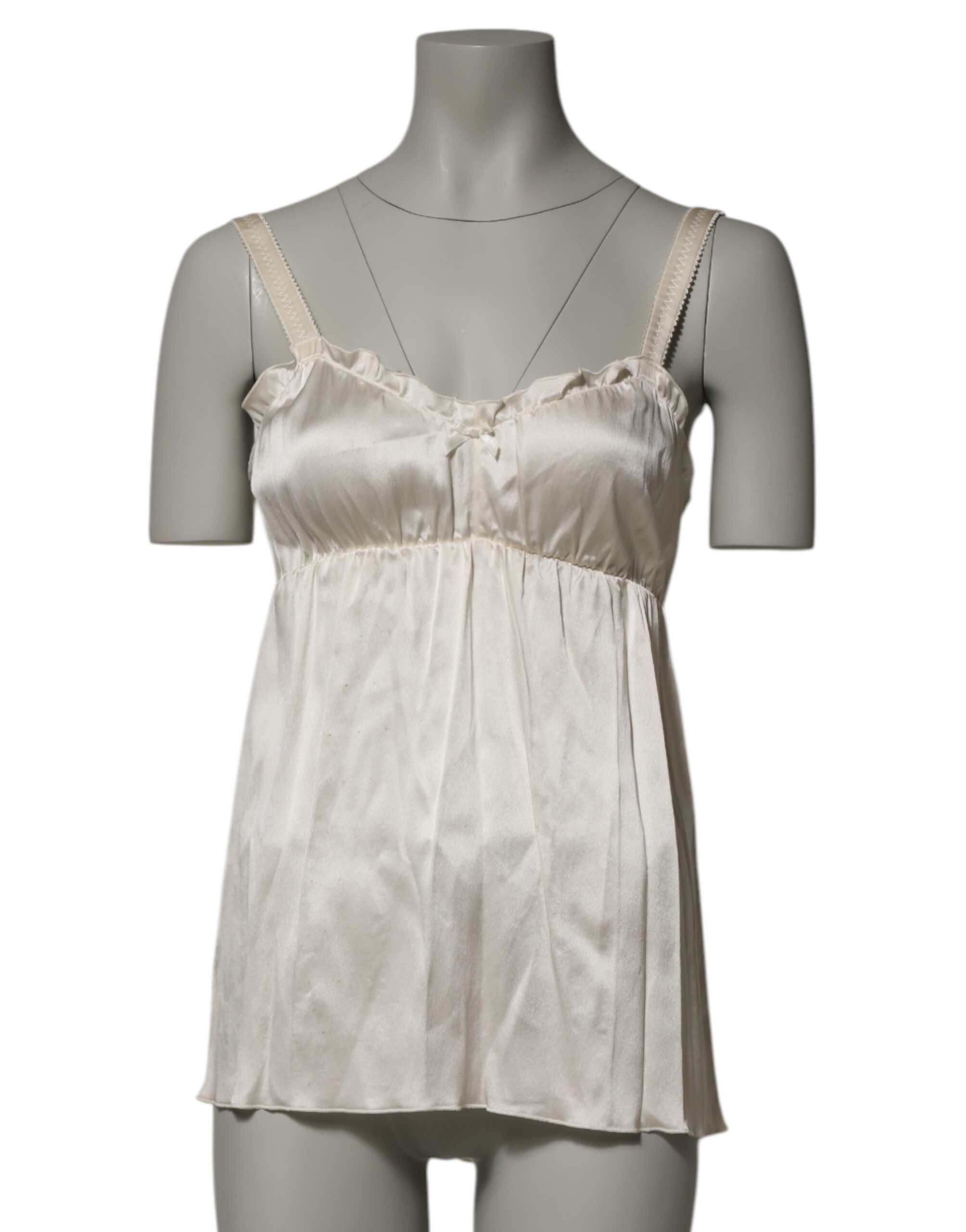 Dolce & Gabbana Ivory Satin Lace Tank Lingerie Top Underwear