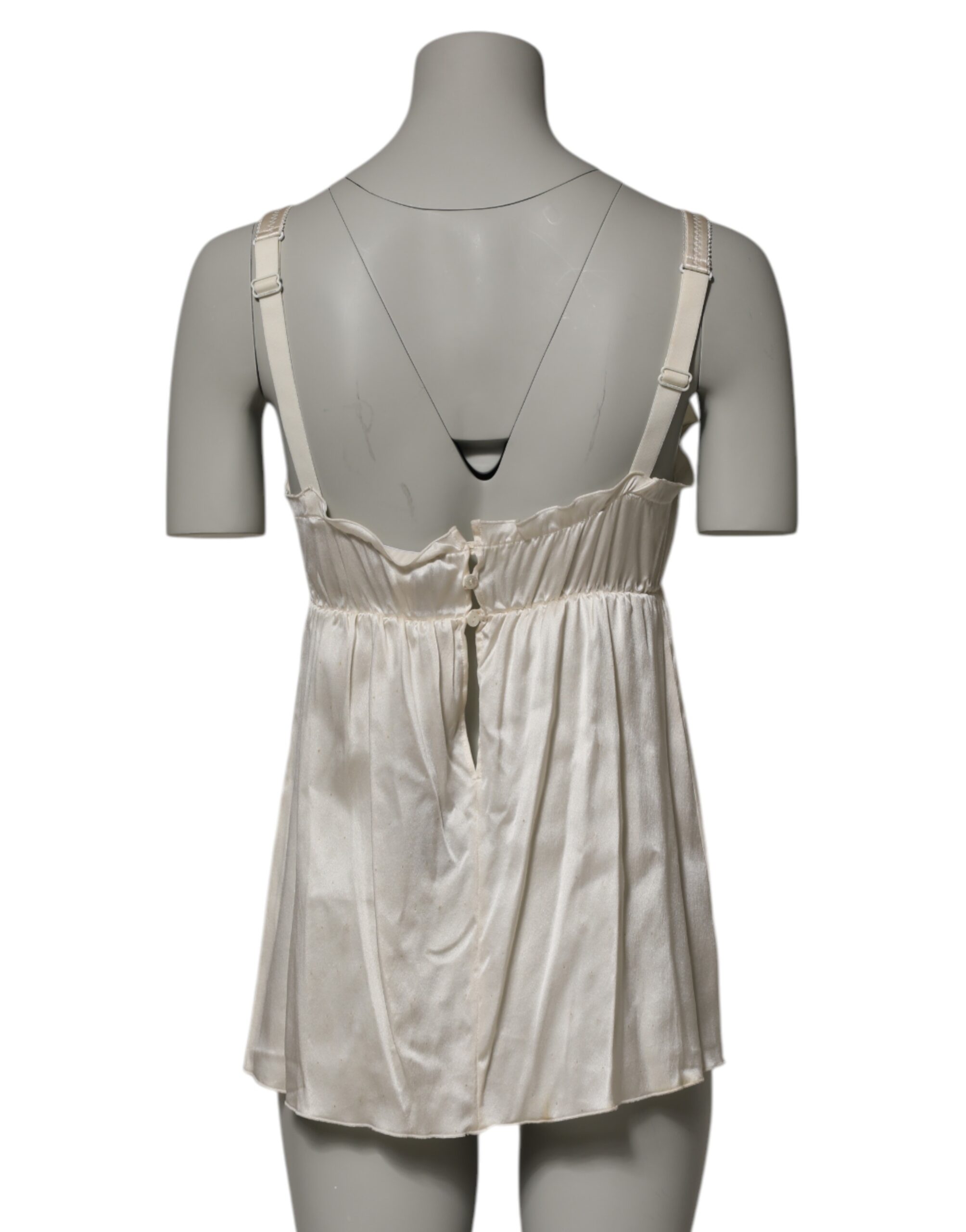Dolce & Gabbana Ivory Satin Lace Tank Lingerie Top Underwear