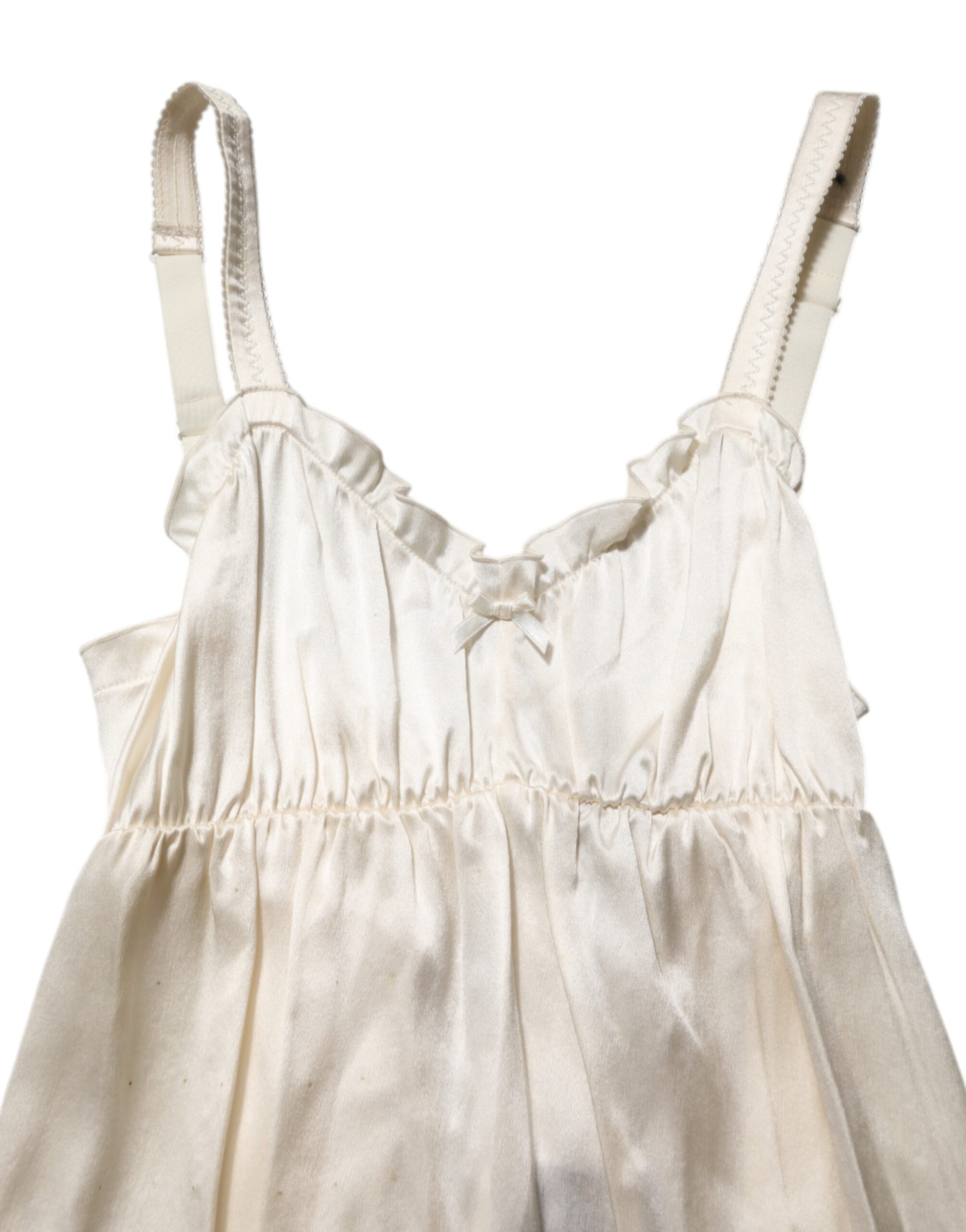 Dolce & Gabbana Ivory Satin Lace Tank Lingerie Top Underwear