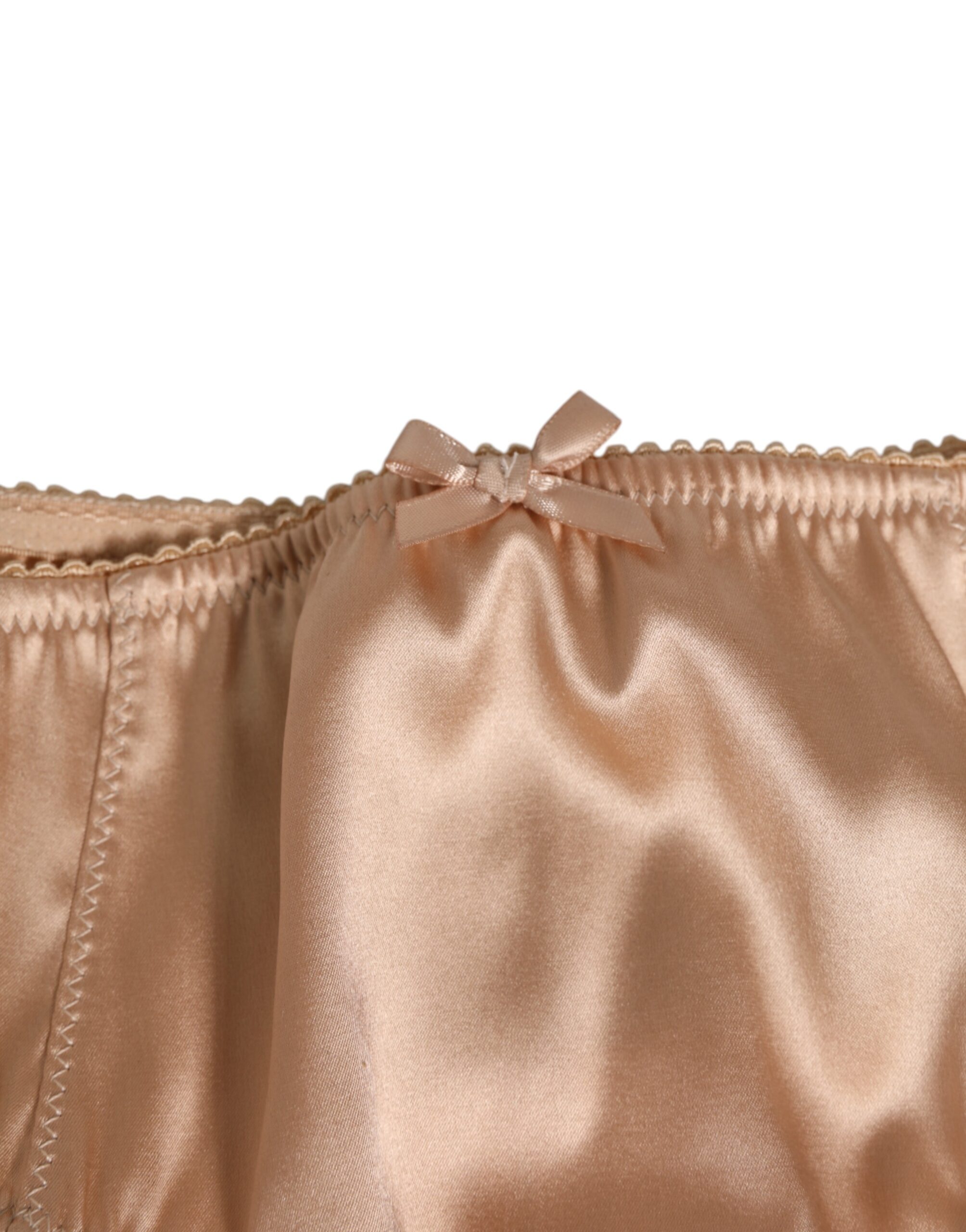 Dolce & Gabbana Nude Beige Silk Satin Stretch Bow Briefs Underwear