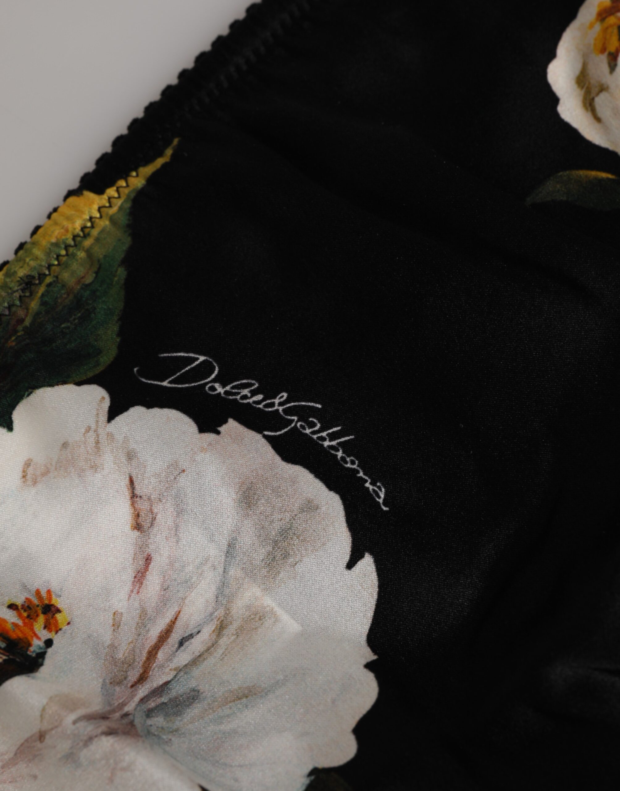 Dolce & Gabbana Black Floral Print Mid Waist Panty Underwear