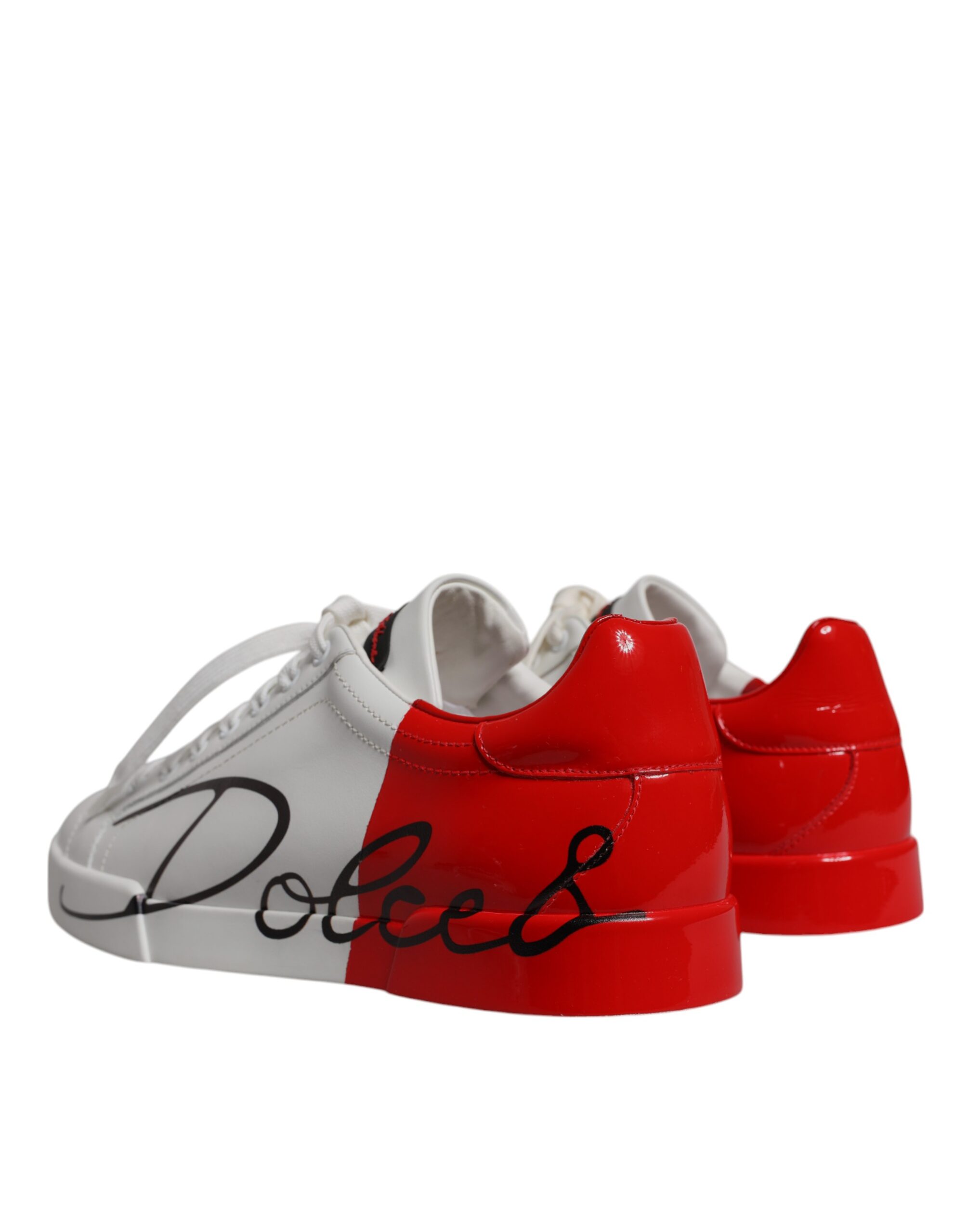 Dolce & Gabbana White Red Portofino Low Top Men Sneakers Shoes