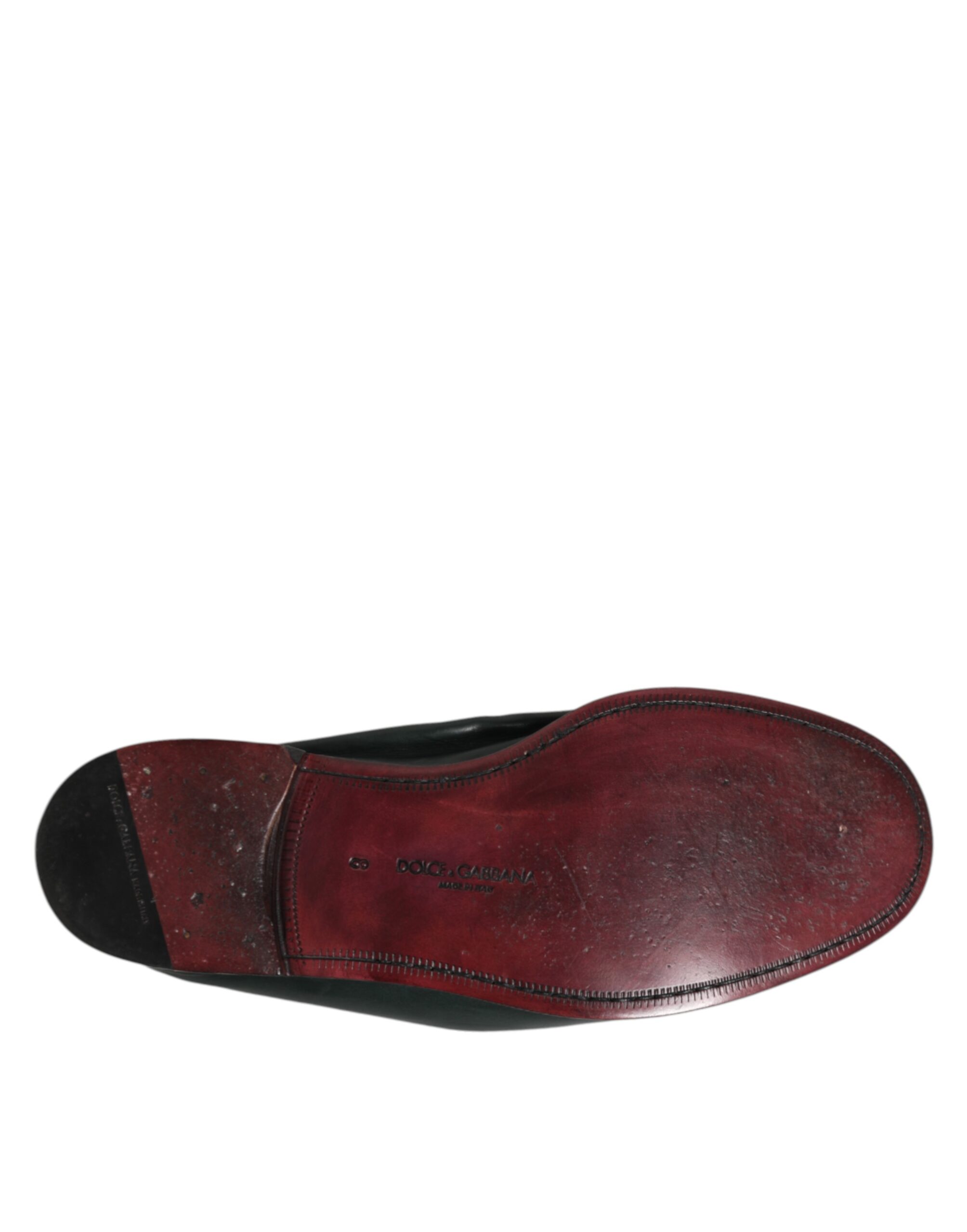 Dolce & Gabbana Green Leather Slip On Men Flat Loafers Shoes