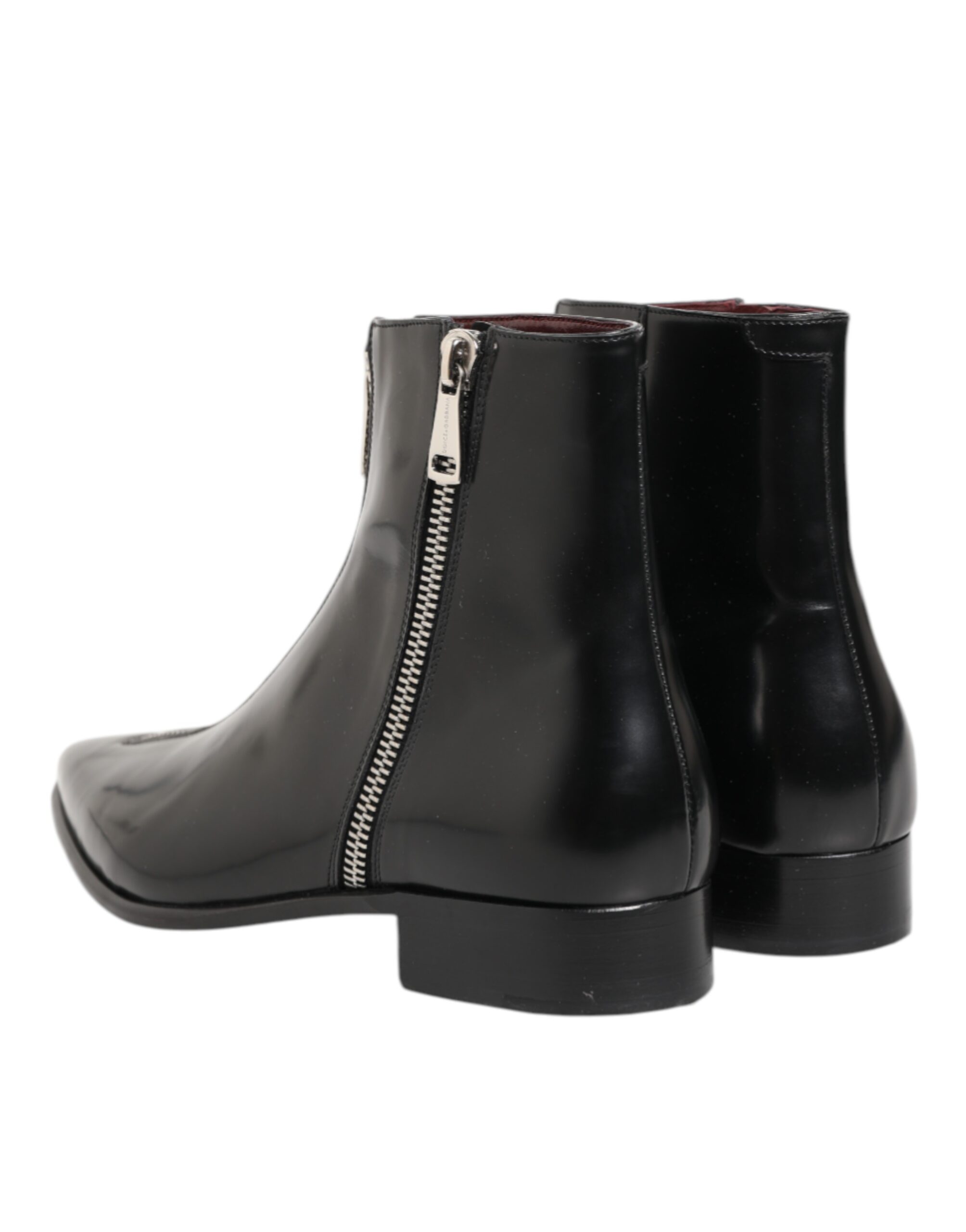 Dolce & Gabbana Black Calfskin Leather Men SHORT Boots Shoes