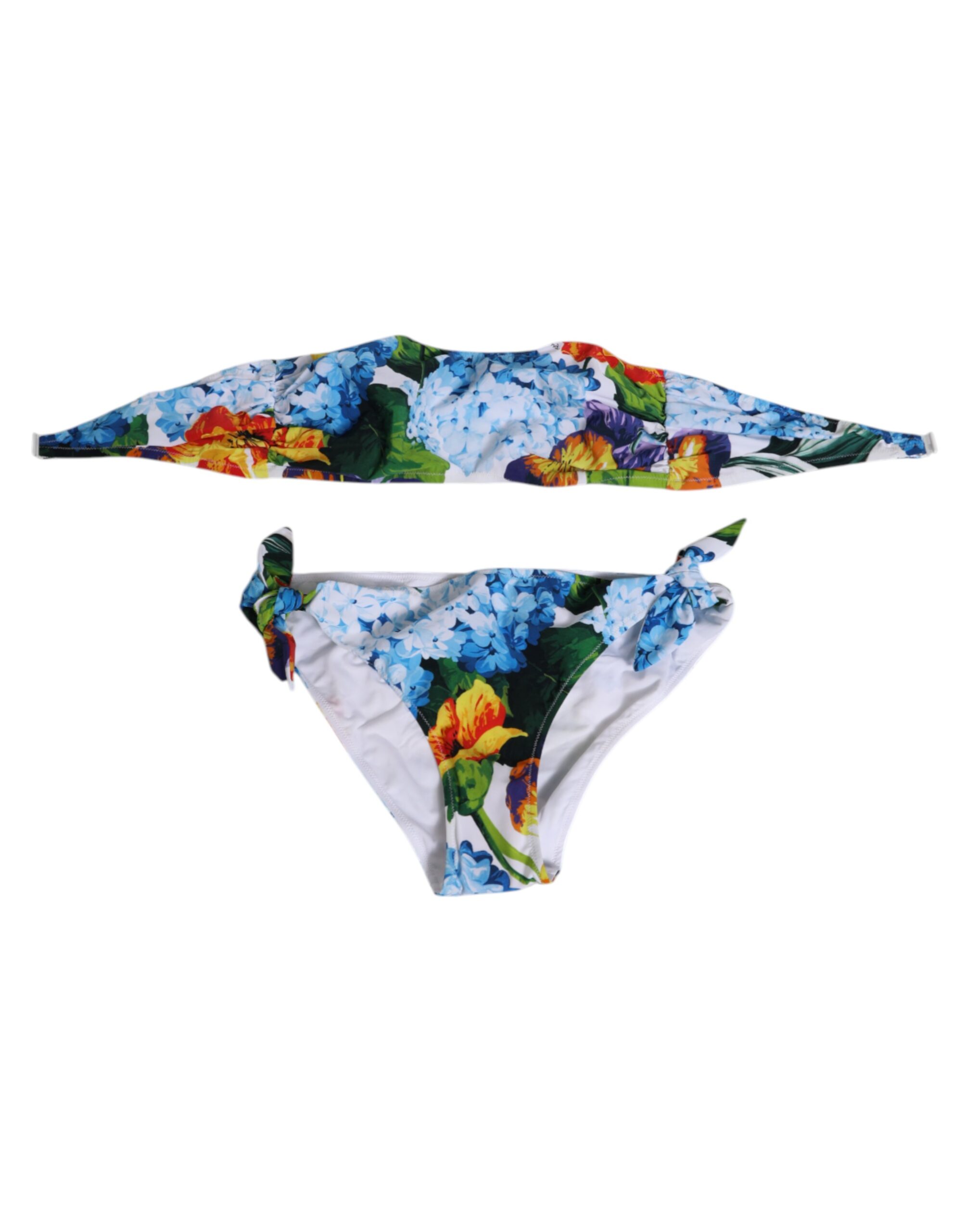 Dolce & Gabbana White Floral Swimsuit 2 Piece Top Bottom Swimwear
