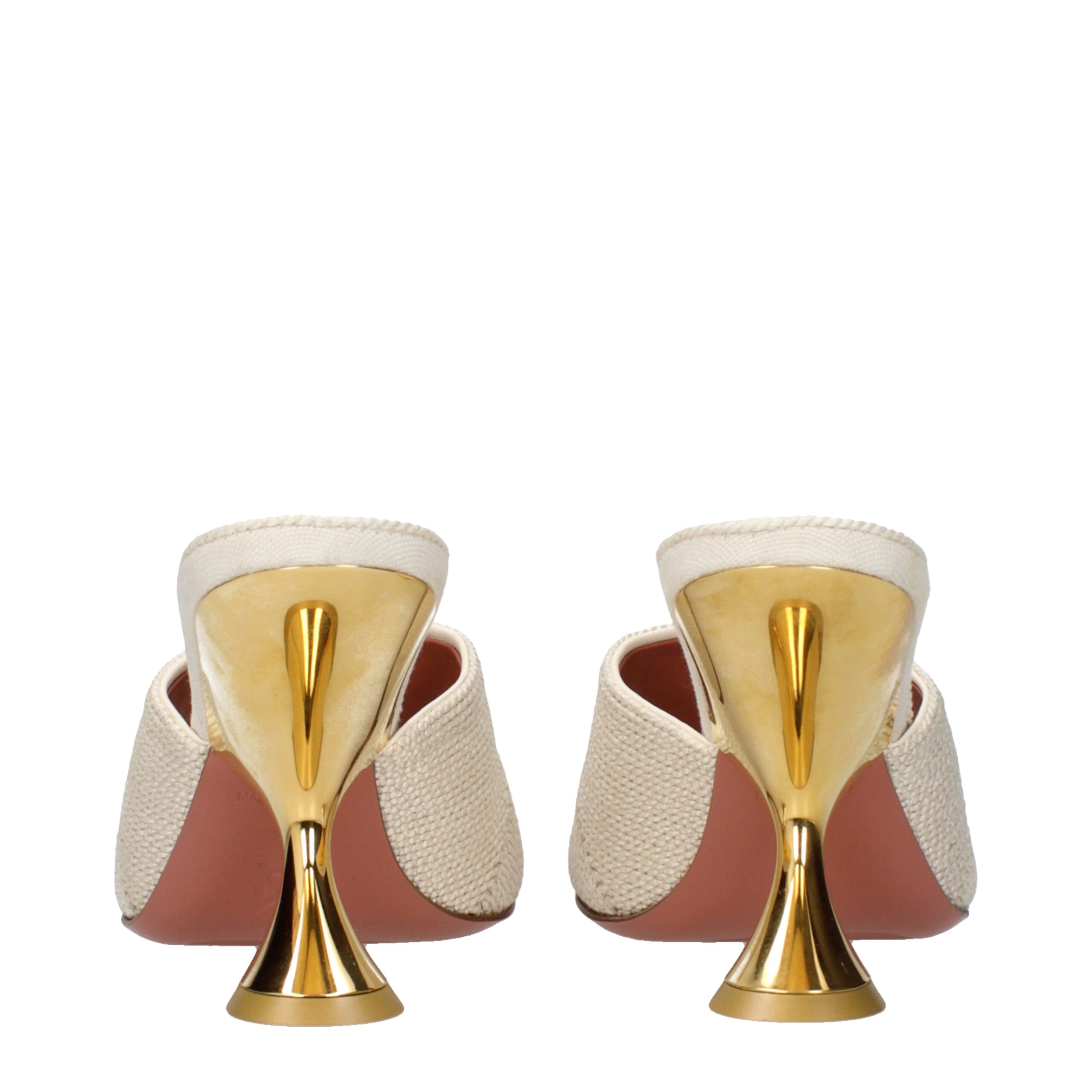 Amina Muaddi Beige Fabric Slippers Sandals