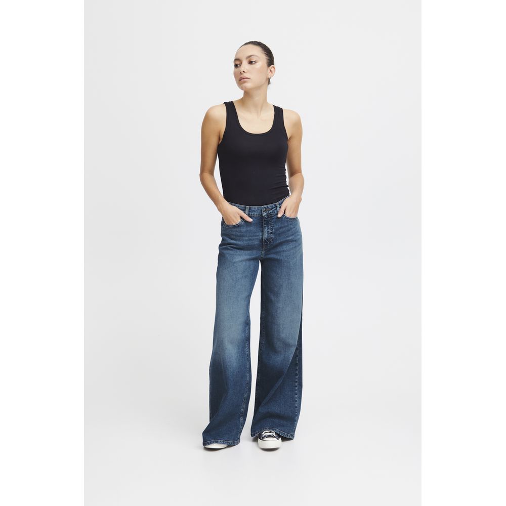 ICHI Blue Cotton Bootcut Jean