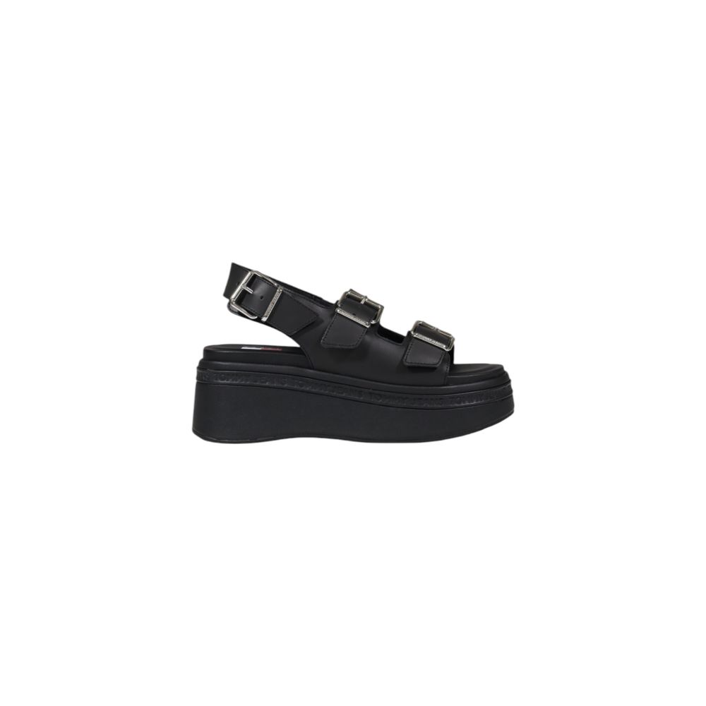 Tommy Jeans Black Leather Sandal
