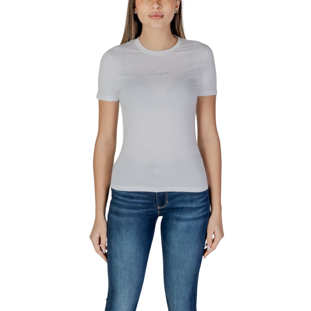 Desigual White Cotton T-Shirt