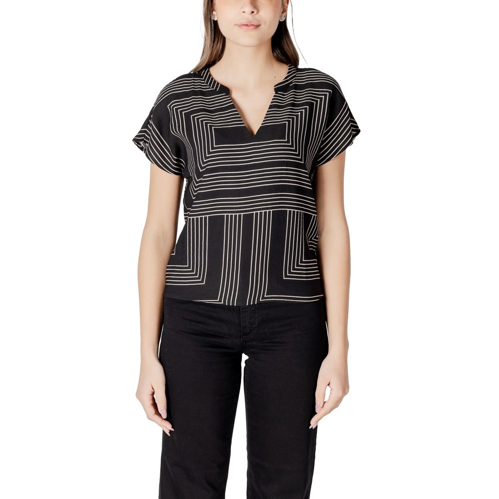 Jacqueline de Yong Black Viscose T-Shirt