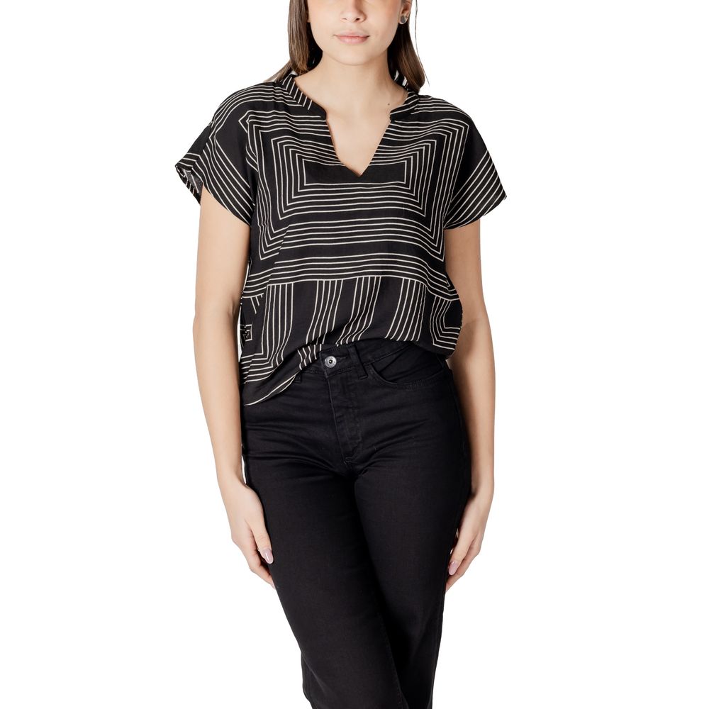 Jacqueline de Yong Black Viscose T-Shirt