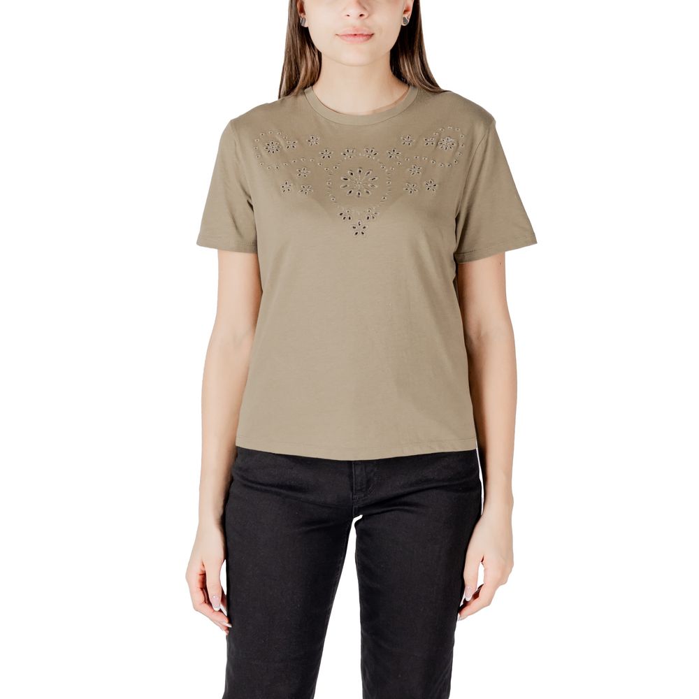 Jacqueline de Yong Green Cotton T-Shirt