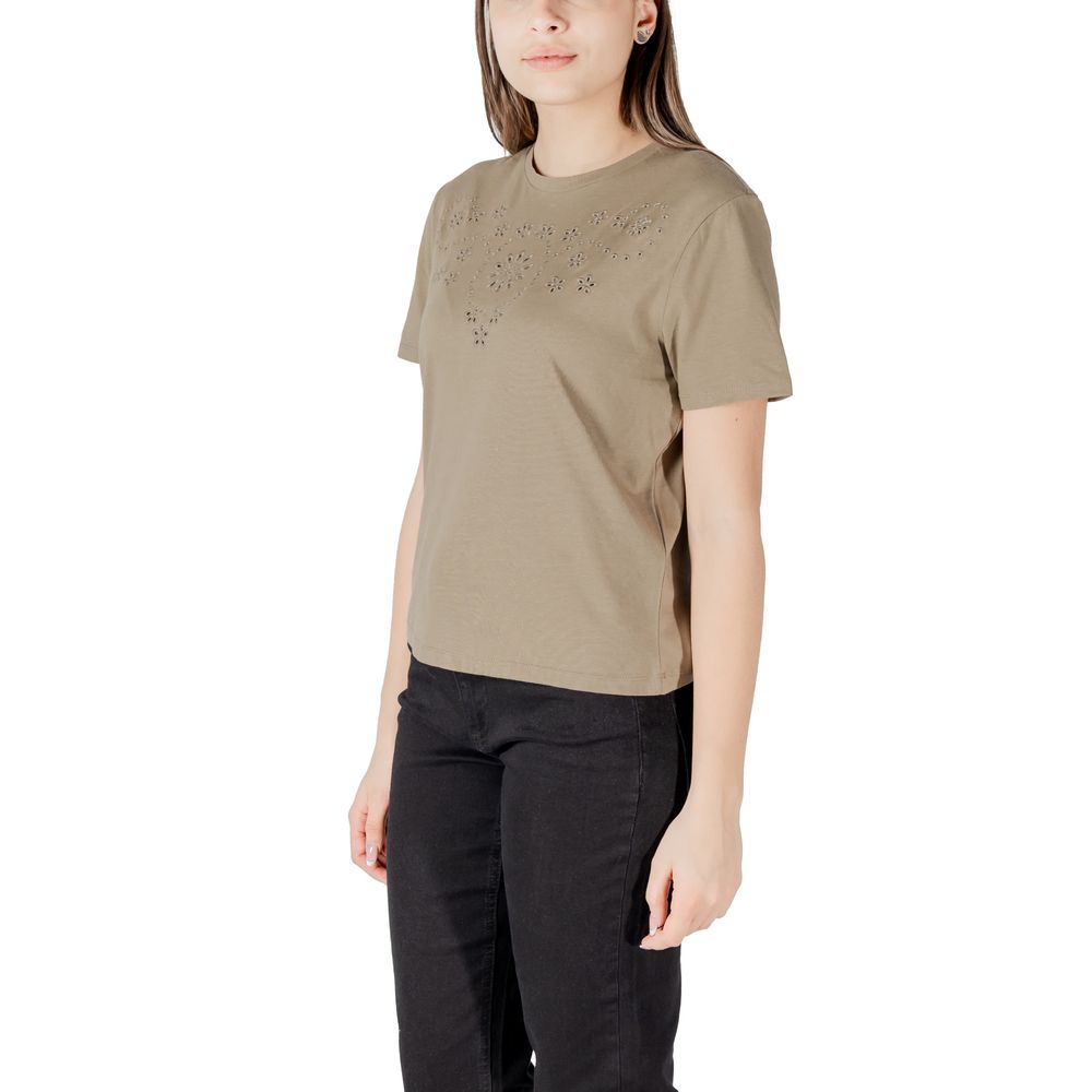 Jacqueline de Yong Green Cotton T-Shirt
