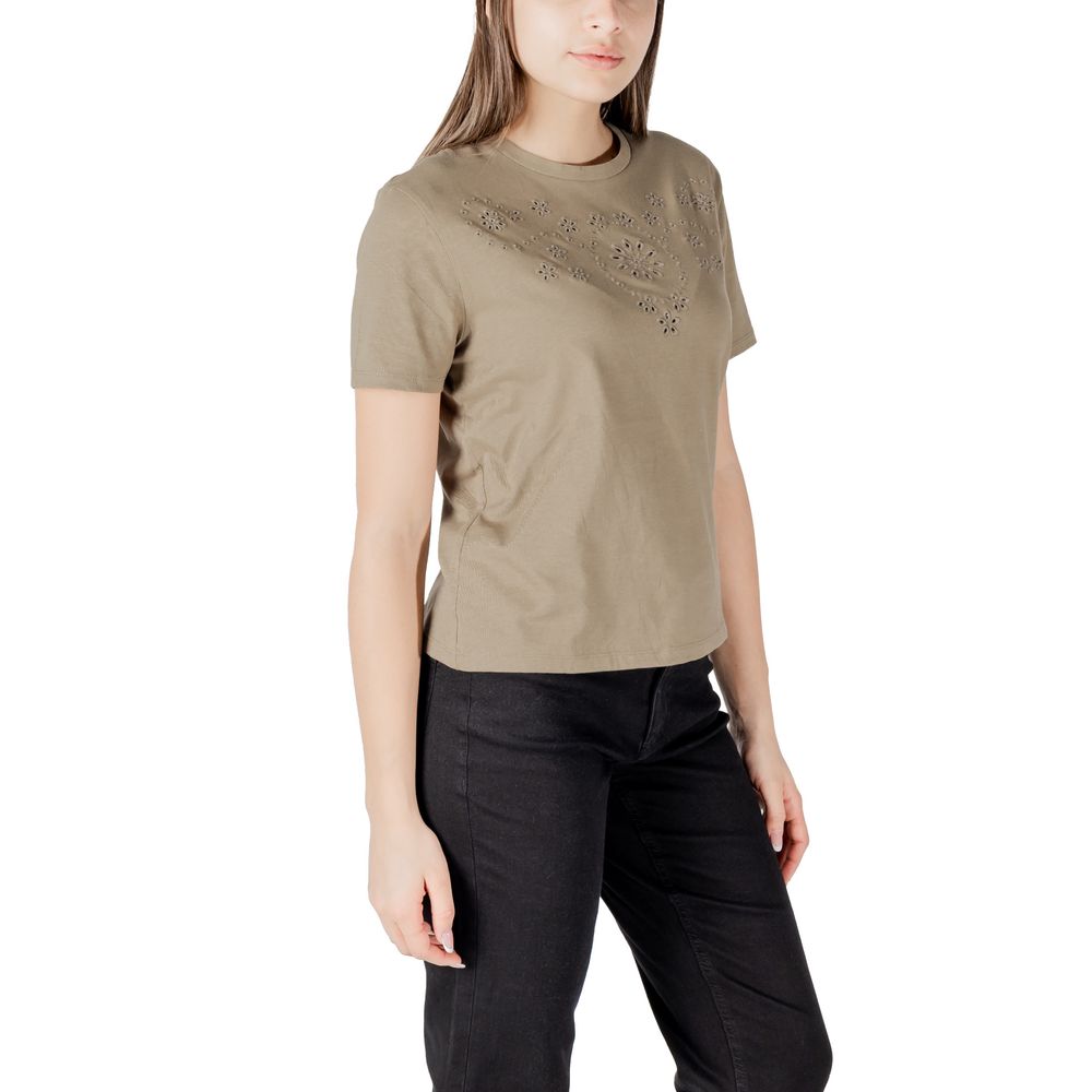 Jacqueline de Yong Green Cotton T-Shirt
