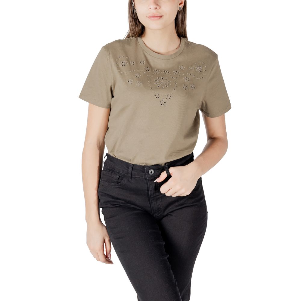Jacqueline de Yong Green Cotton T-Shirt