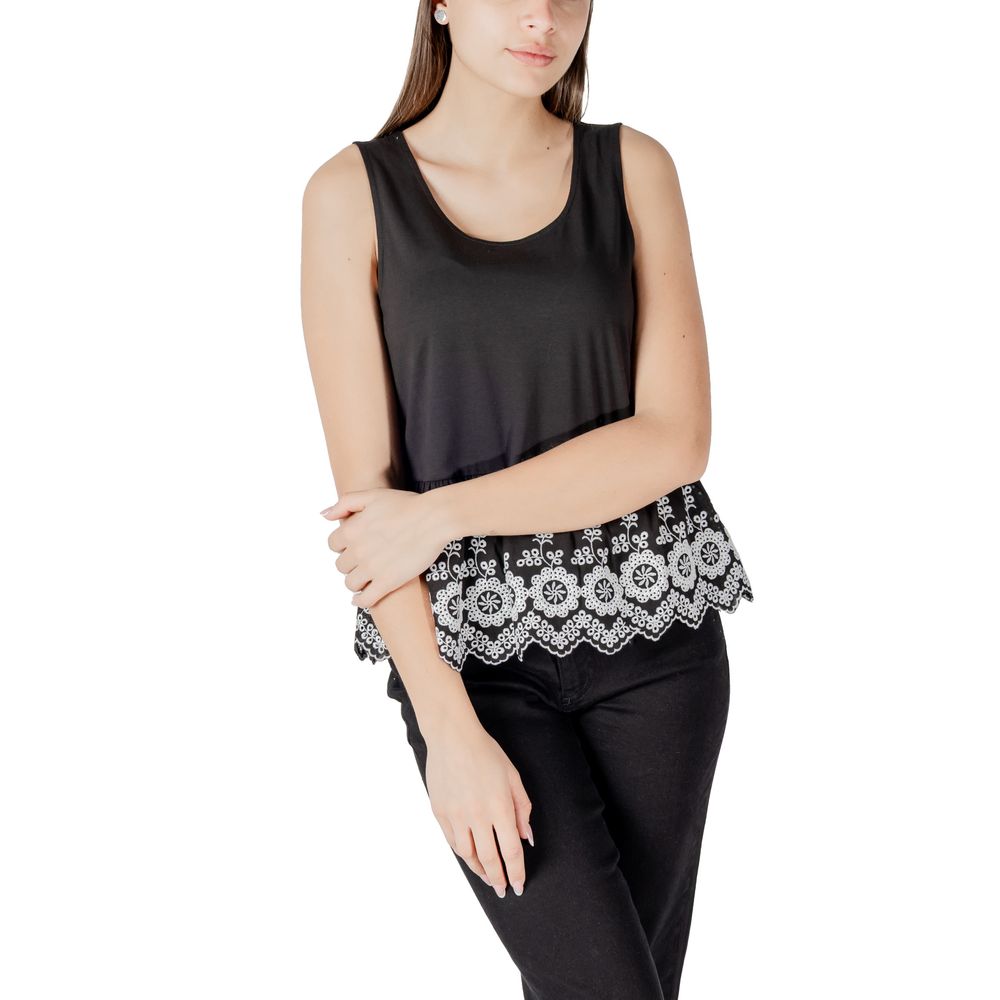 ICHI Black Cotton Tank Top