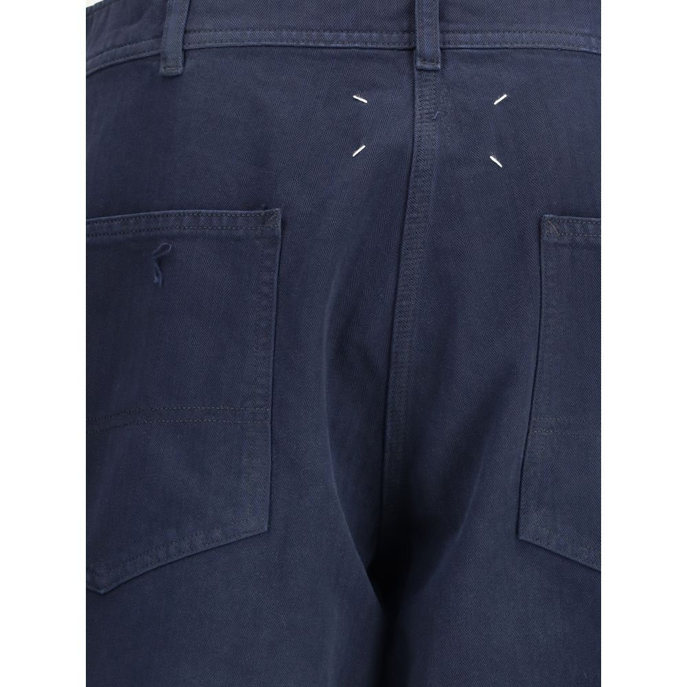 Maison Margiela Blu Cotton Trousers
