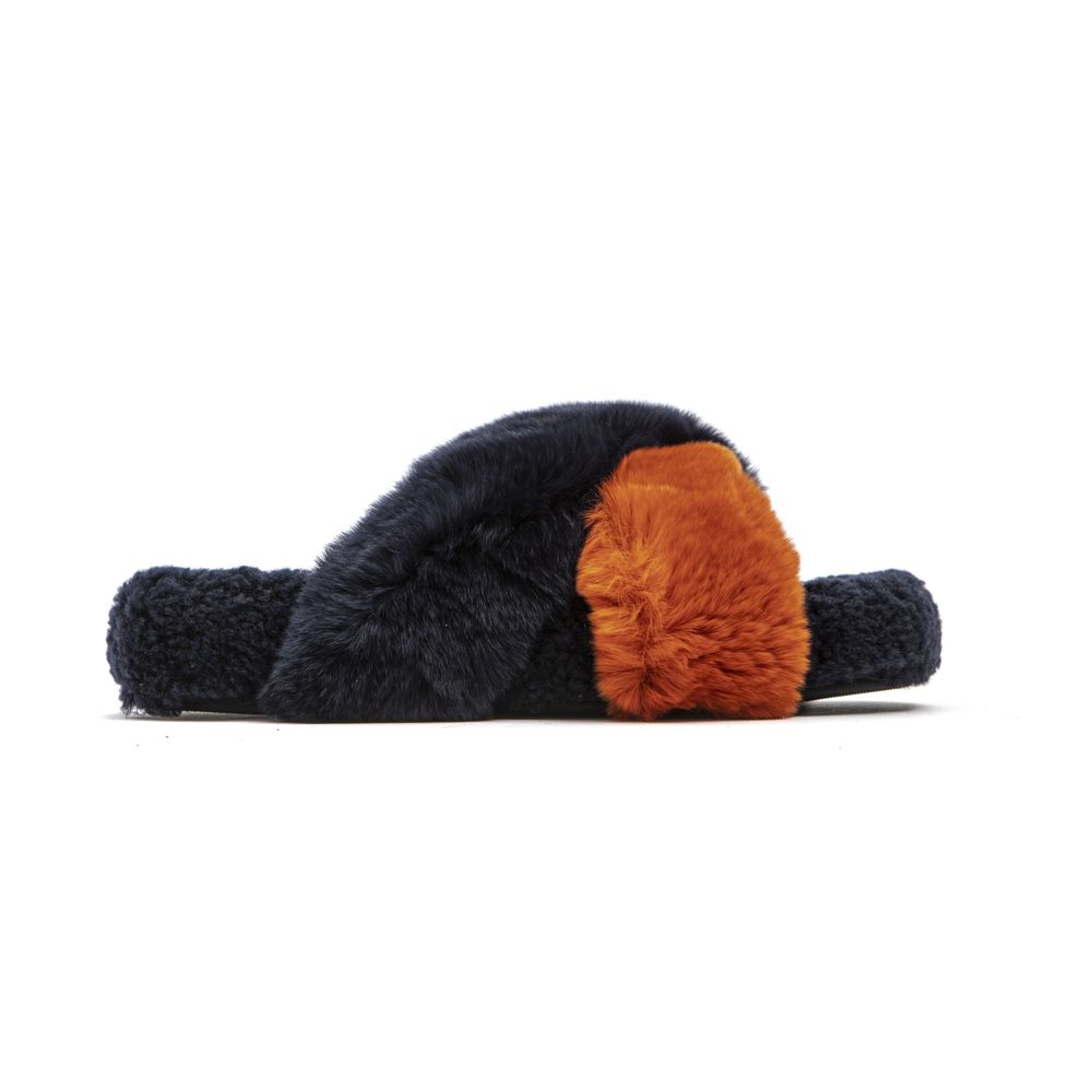 MR & MRS ITALY Blue Rabbit Fur Sandal