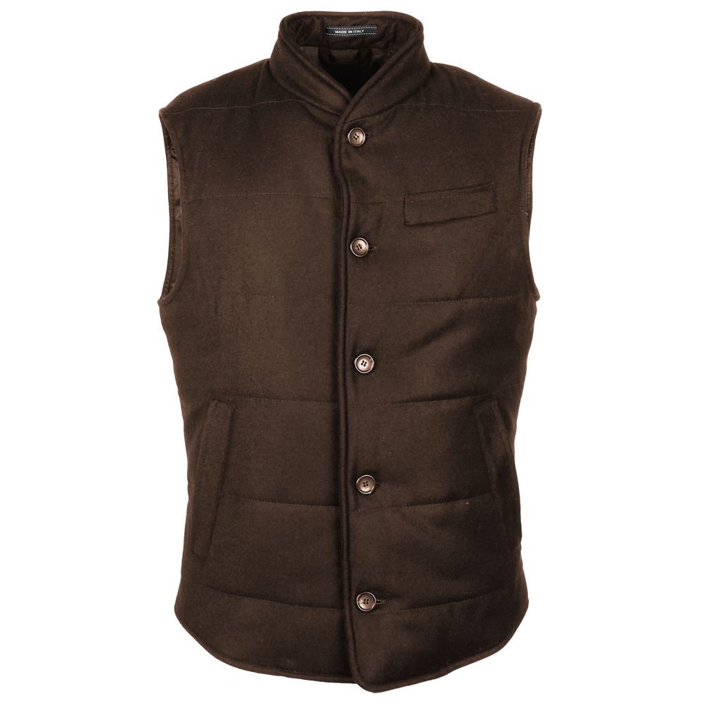 Made in Italy Brown Wool Sleveless Jacket