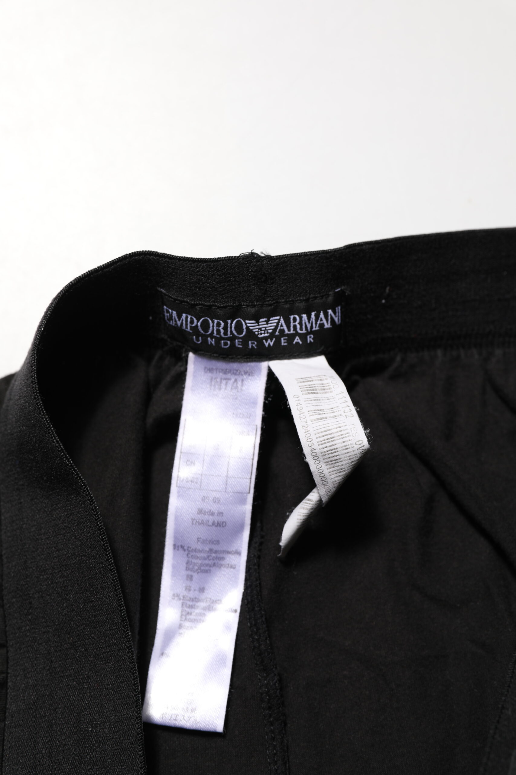 Armani Emporio Black Cotton Blend Logo Waistband Trouser Pants