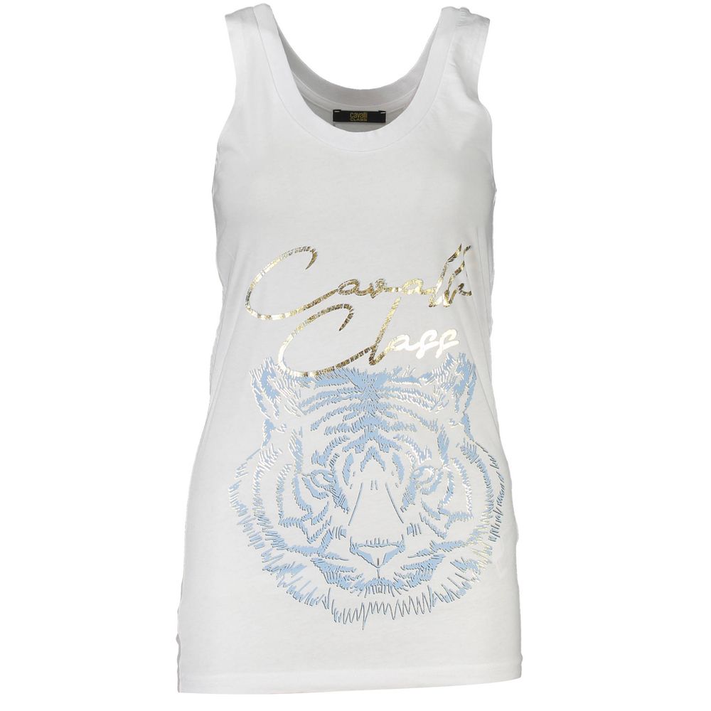 cavalli CLASS White Cotton Tank Top