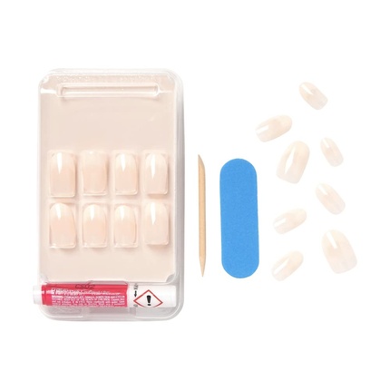 Artificial Nails Kiss Salon Acrylic Nude French Nails Beige 28 Pieces