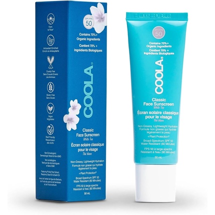 Солнцезащитный крем-лосьон для лица Coola Classic SPF 50 Солнцезащитный крем-лосьон для лица с органическим увлажняющим средством для лица на каждый день
