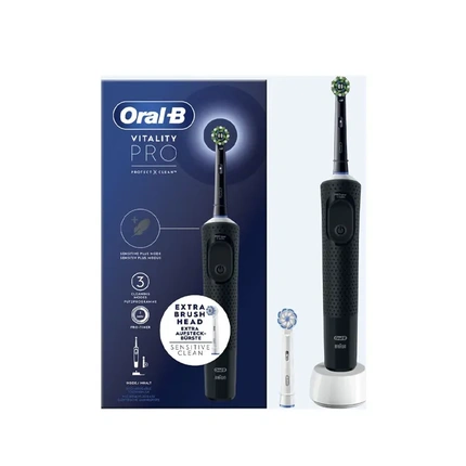 Электрическая зубная щетка Oral-B Vitality Pro Black, дополнительная сменная насадка