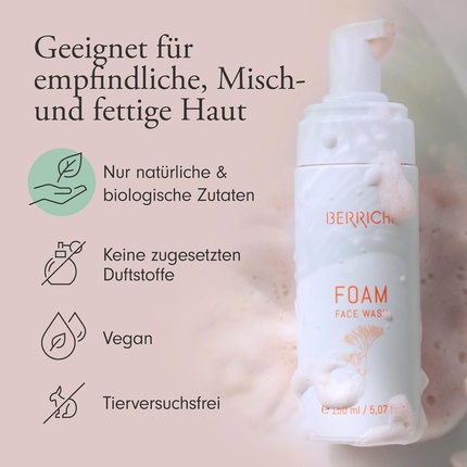 Очищающая пенка Berrichi Bio Face Cleansing Foam с астаксантином для кожи, склонной к акне