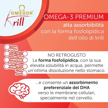 Добавка Omegor Krill Pure Масло криля Superba с Омега-3, холином и астаксантином