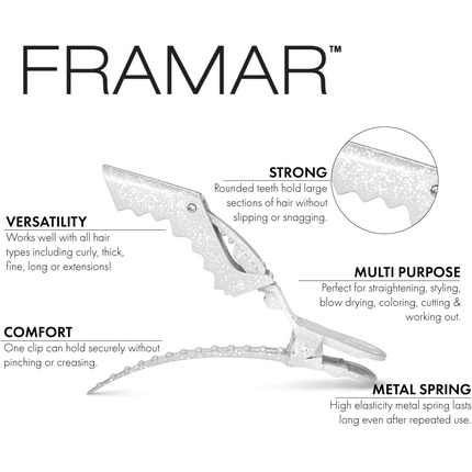 Зажимы Framar Glitter Crocodile для разделения волос