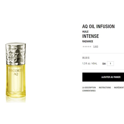 Масло для лица Decorte Aq Oil Infusion Intense Radiance