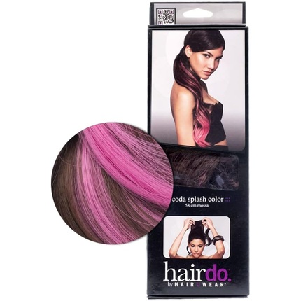 Накладной хвост Hairdo Color Splash Каштановый Розовый Фуксия 58см