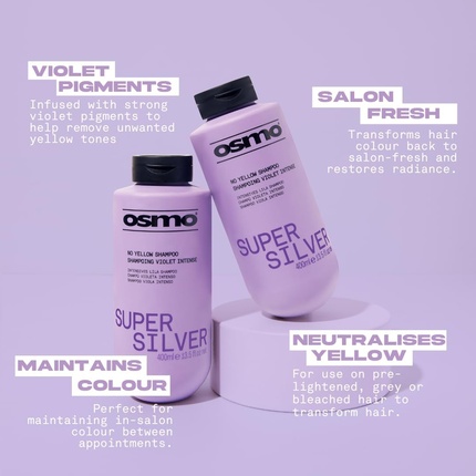 Шампунь Osmo Super Silver с фиолетовым пигментом против желтизны и медного оттенка
