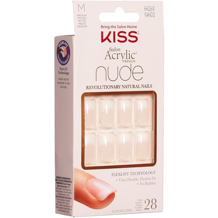 Artificial Nails Kiss The Sky KISS Salon Acrylic French Nude Collection Cashmere Medium Length Fake Nails