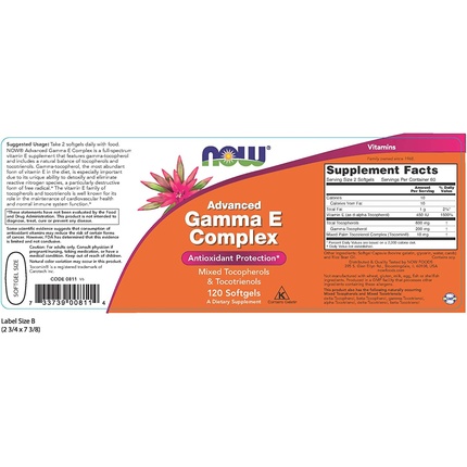 Мягкие желатиновые капсулы Now Foods Advanced Gamma E Complex