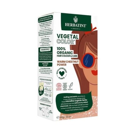 Травяная краска для волос Herbatint Organic Warm Chestnut Power Vegetal Colour