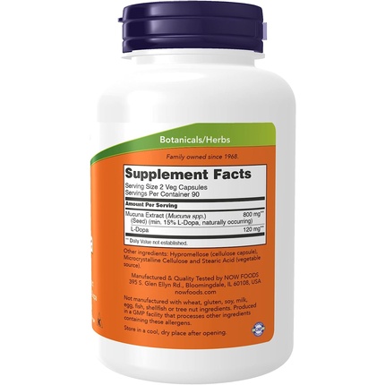 Безглютеновый добавка Now Foods Экстракт Мукуны