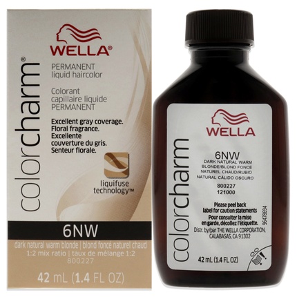 Стойкая жидкая краска для волос Wella 6nw темно-натуральный теплый блонд