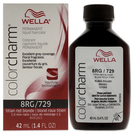 Стойкая жидкая краска для волос Wella 729 8rg Тициановый красно-русый