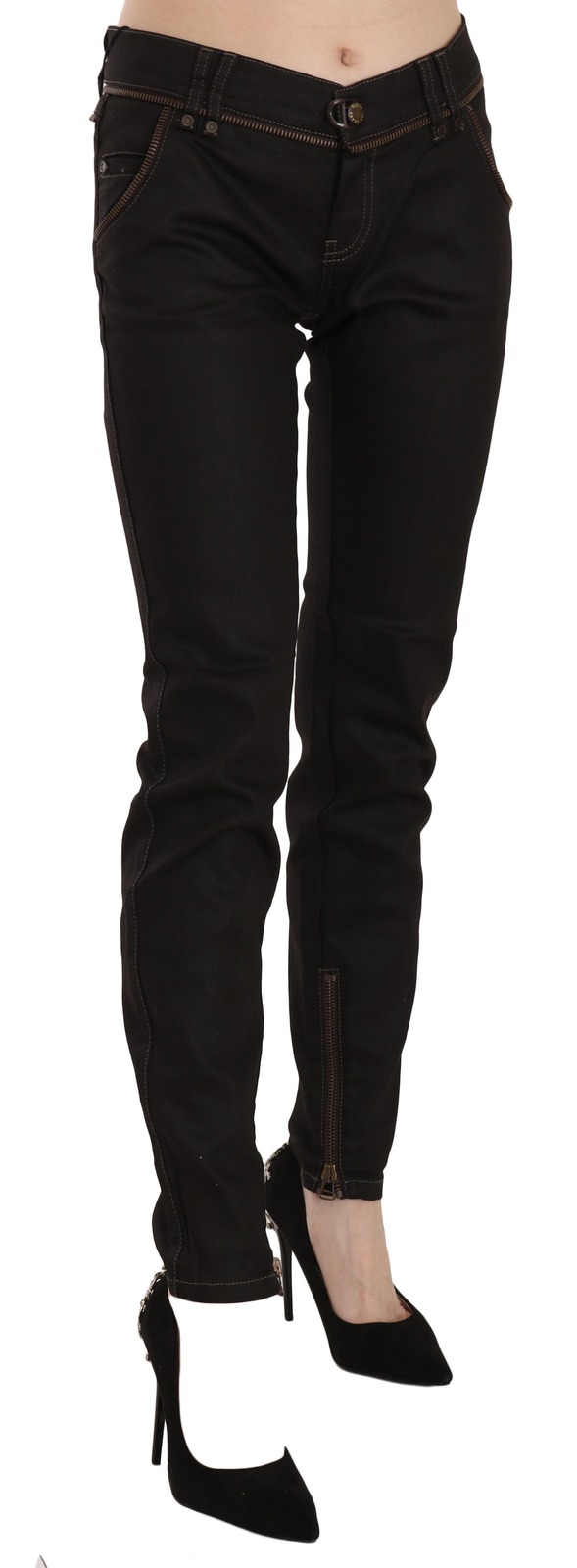 Denim Jeans John Galliano Cotton Black Mid Waist Skinny