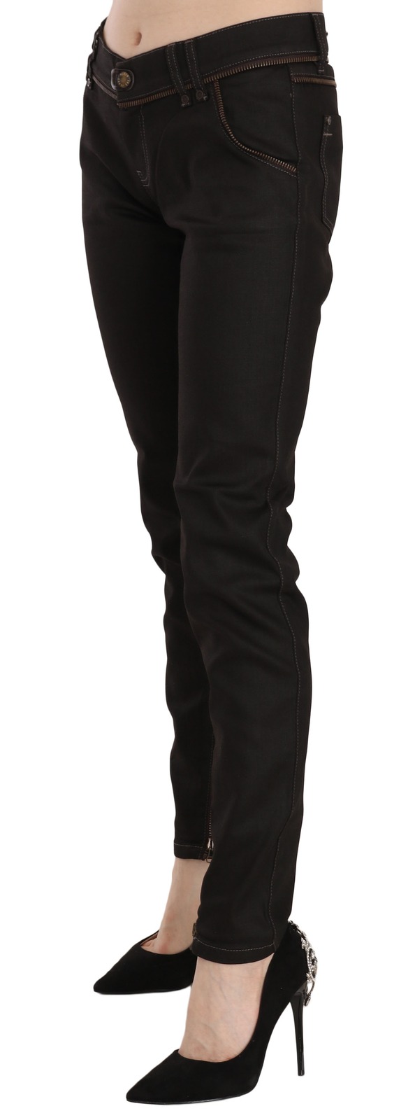 Denim Jeans John Galliano Cotton Black Mid Waist Skinny
