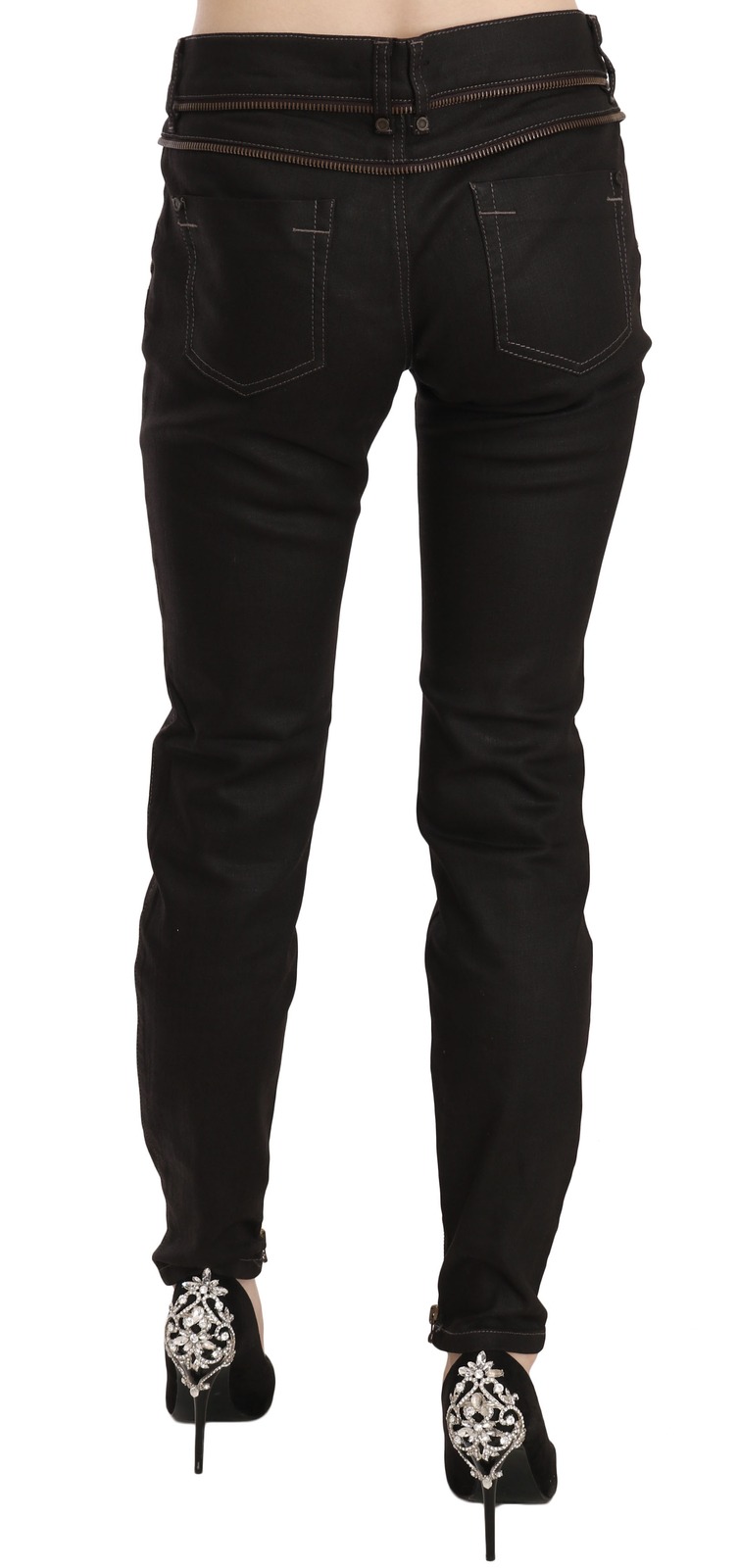 Denim Jeans John Galliano Cotton Black Mid Waist Skinny