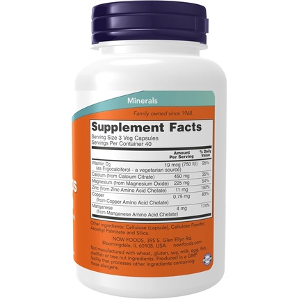 Now Foods Кальций Цитрат с Витамином D, Магнием, Цинком и Медью