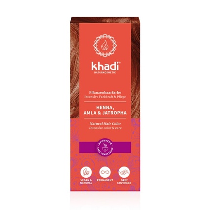 Натуральная хна для окрашивания волос Khadi с амлой и красным ятрофой