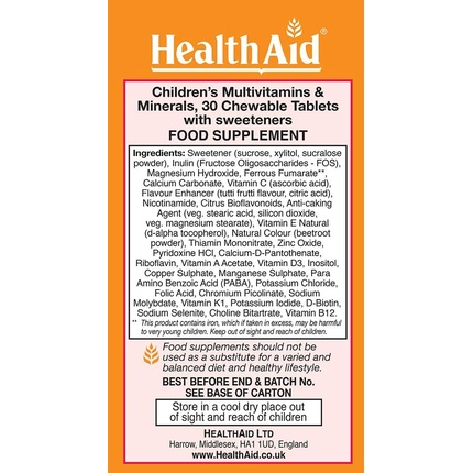 Мультивитамины + Минералы для вегетарианцев Health Aid