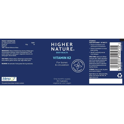 Таблетки Higher Nature Витамин K2