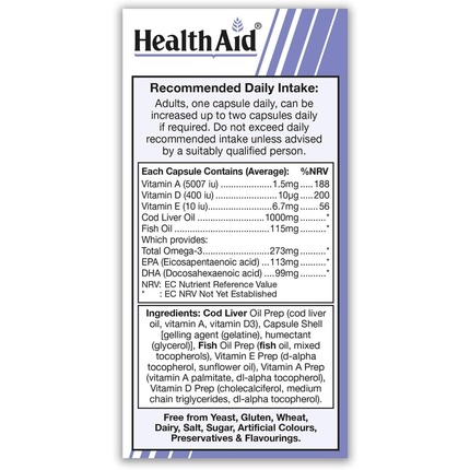 Health Aid Капсулы с жиром печени трески 1000 мг