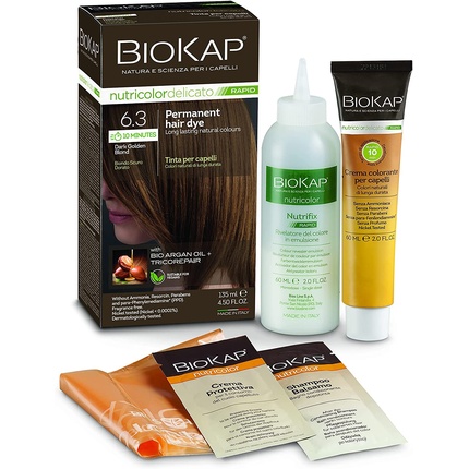 Стойкая краска для волос Biokap Темный золотисто-русый 6.3